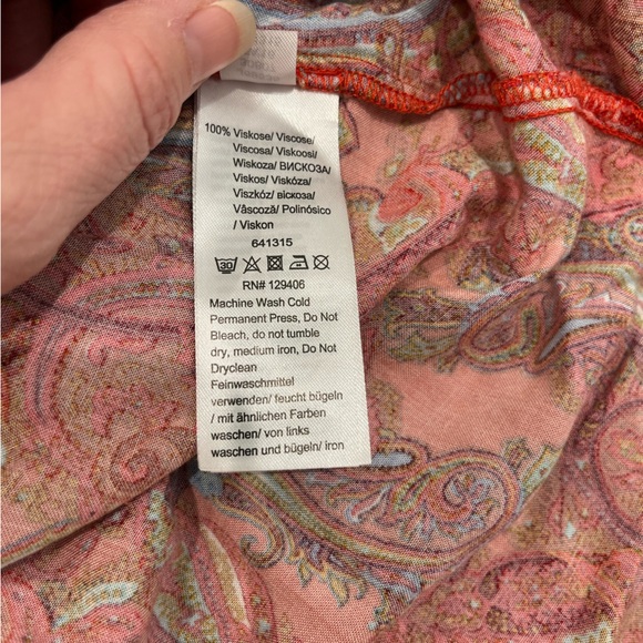 VENUS Womans Shift Dress Paisley V-Neck Flare Sleeve Rust Multicolor Size 8 - Picture 6 of 10